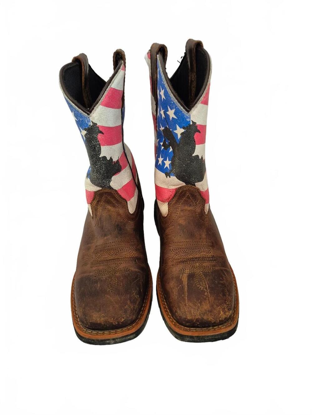 Dan Post Kids Buck Patriotic Leather Cowboy Boots American Flag Size 2.5d Dan Po